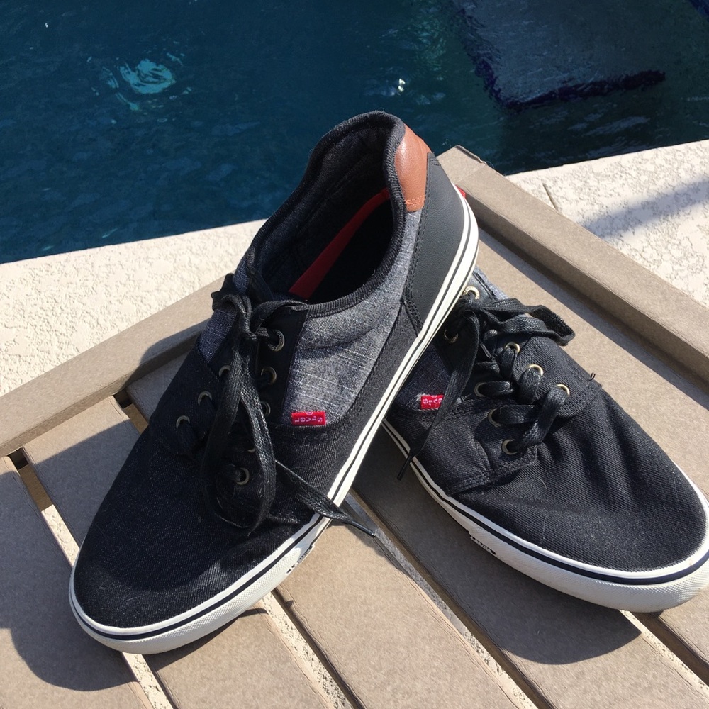 Levi Strauss & Co. Black Gray Tan Low-Top Casual Sneakers SZ 13 Preppy